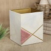 Metal with Gold Inlay Waste Bin, White & Pink