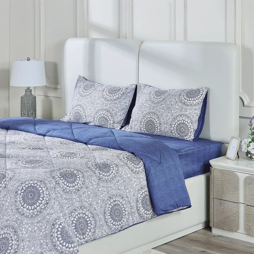Metro Super King Comforter Set, Slate Blue – 210 TC, 240x260 cm