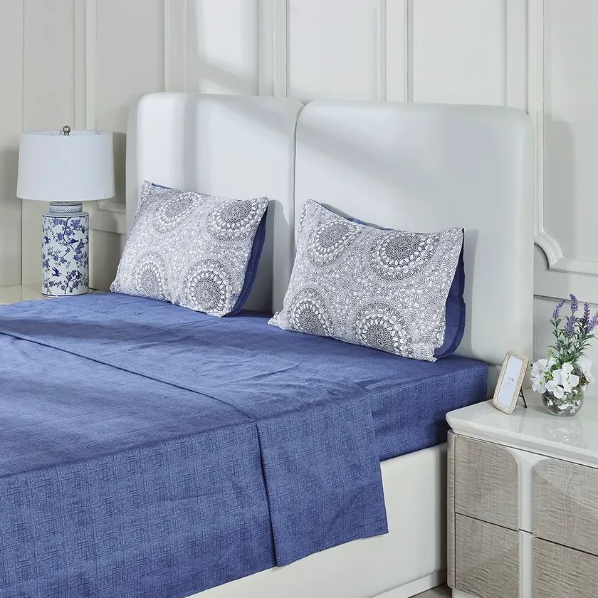 Metro King Flat Sheet Set, Slate Blue – 210 TC, 255x274 cm