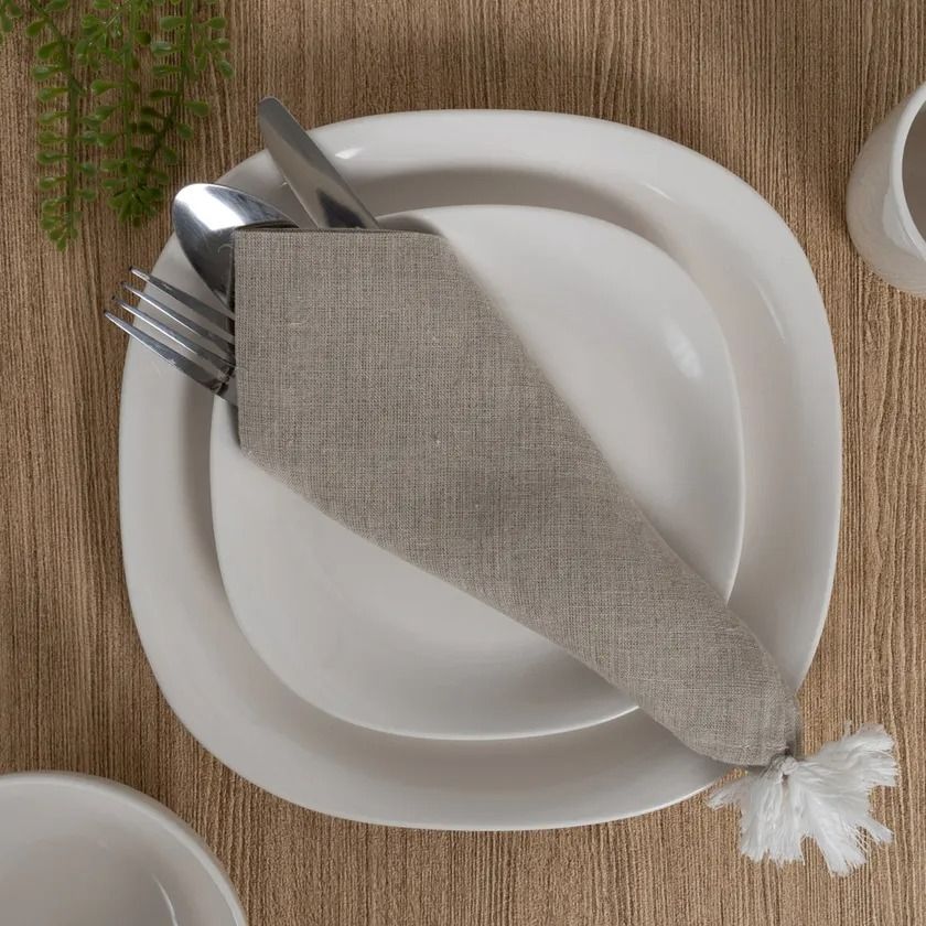 Boho Table Napkin, Natural & Cream – Set of 4