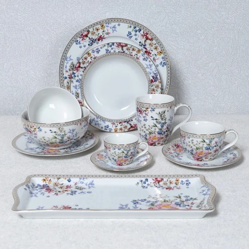 Royal Garden Coffee Cup & Saucer, Multicolour - 110 ml]