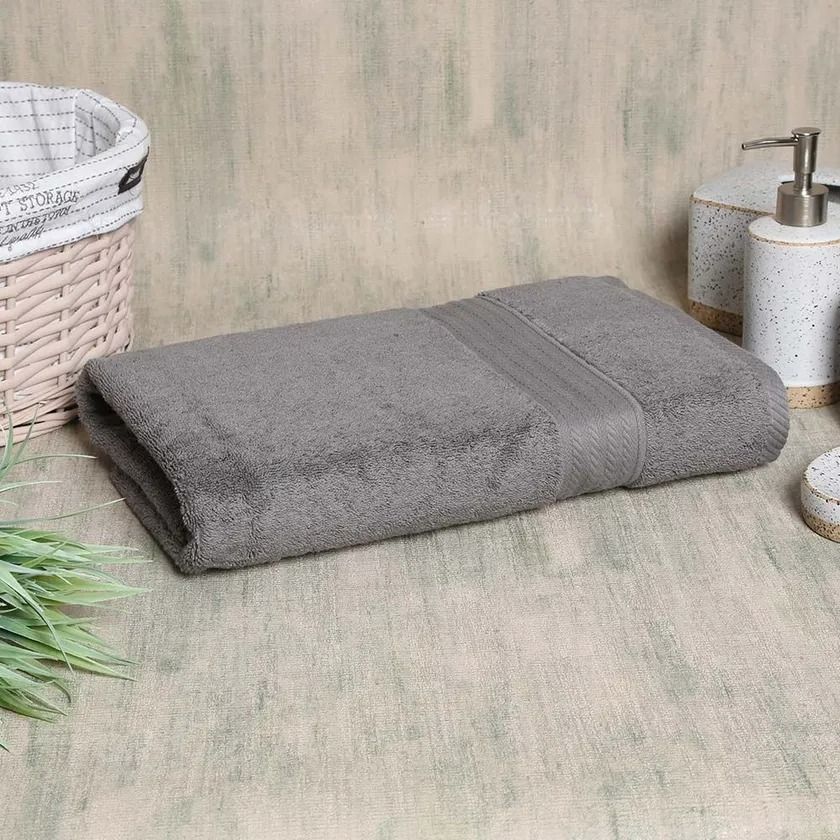 Luxuria Pima Cotton Bath Towel, Dark Steel – 600 GSM, 140x70 cms